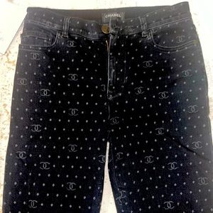 Chanel grey denim CC jeans size 38 with tags